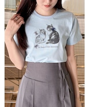 CATプリントリボンTシャツ
