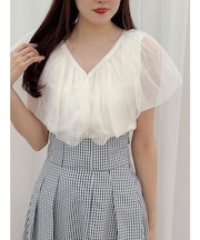 チュールドッキングカーデライクニット