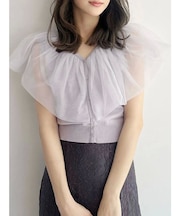 チュールドッキングカーデライクニット