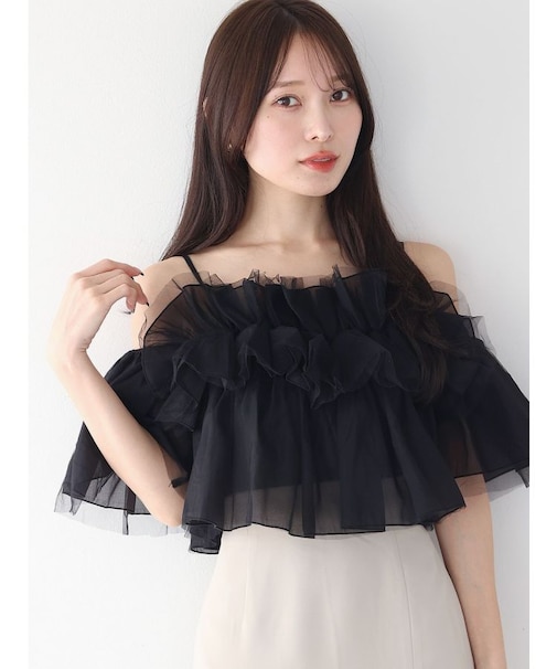 チュールフリルトップス