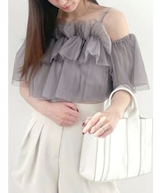 チュールフリルトップス