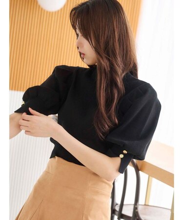 総針パワショルスリットスリーブニット