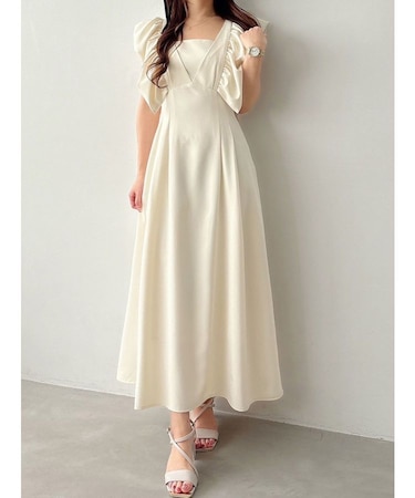 リネンライクバックレースアップワンピース