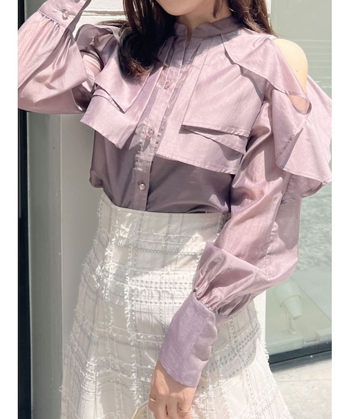 ラッフルスリーブシャツ