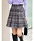 シャギーチェックボックスプリーツミニスカパン