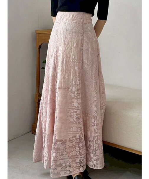 レースパッチワークフレアスカート