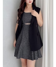 カットアウトツイードミニマーメイドワンピース