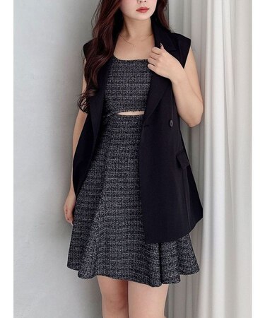 カットアウトツイードミニマーメイドワンピース