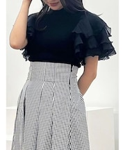 異素材ボリュームラッフルスリーブニット