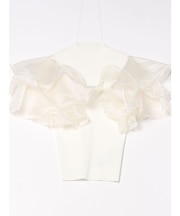 異素材ボリュームラッフルスリーブニット