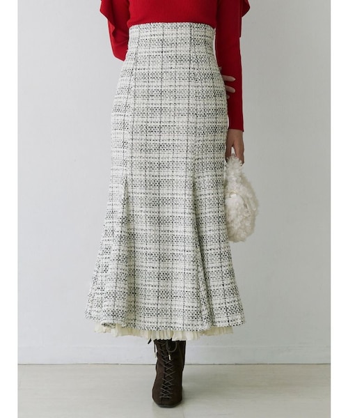 オリジナルツイードスソプリーツマーメイドスカート
