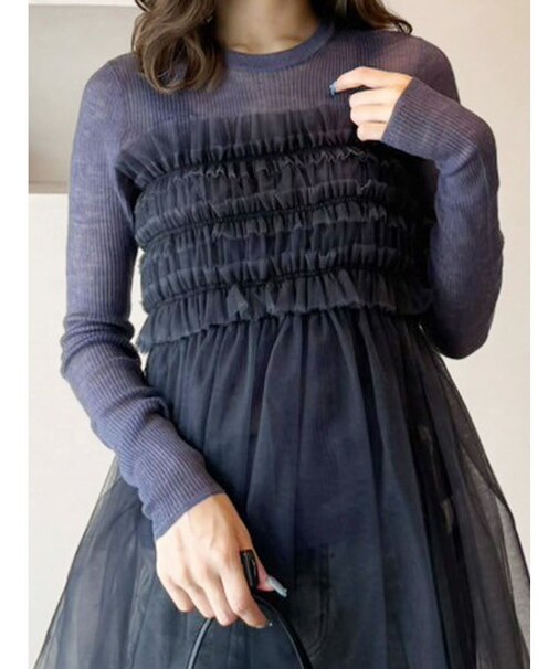 【OUNNOUN】シアーウールリブニットトップス