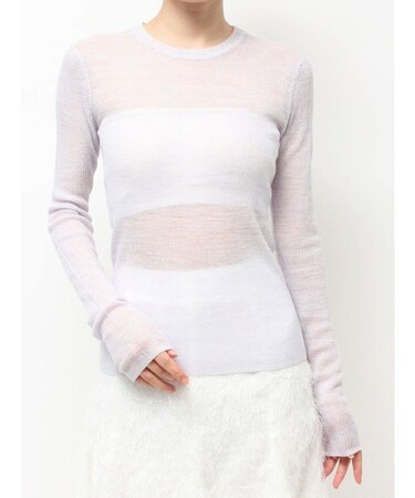 【OUNNOUN】シアーウールリブニットトップス