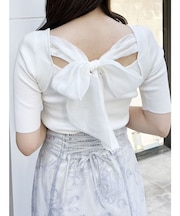 2WAY異素材BIGリボンニット