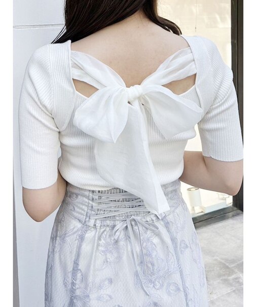 2WAY異素材BIGリボンニット