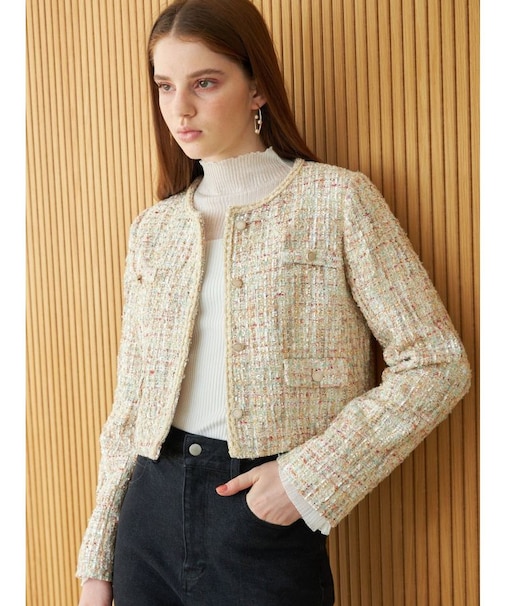 ツイードノーカラージャケット