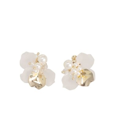 ビジューパールサイドフラワーイヤリング
