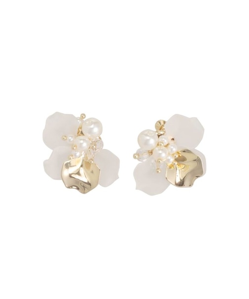 ビジューパールサイドフラワーイヤリング