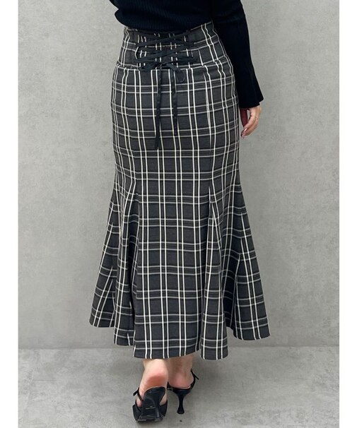 バックレースアップストレッチマーメイドスカート