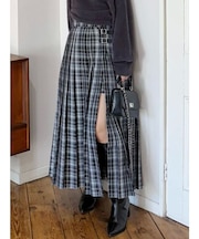 オリジナルチェックプリーツレイヤードスカート