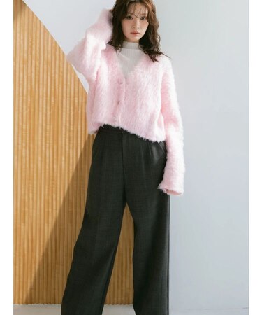 フェイクウール折返しベルトパンツ