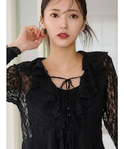 シアーラッフルダブルリボンブラウス