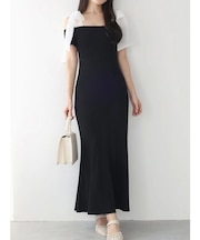 ショルダーリボンニットワンピース