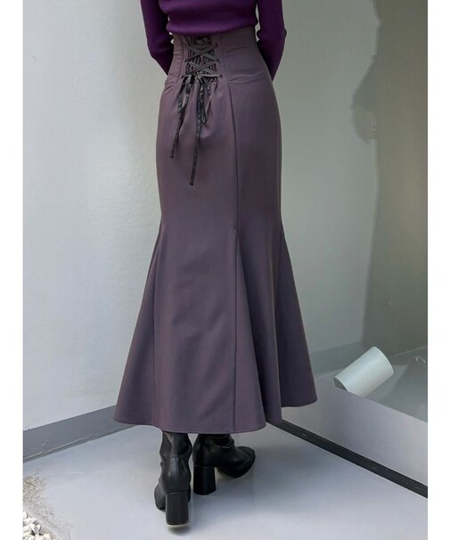 バックレースアップストレッチマーメイドスカート