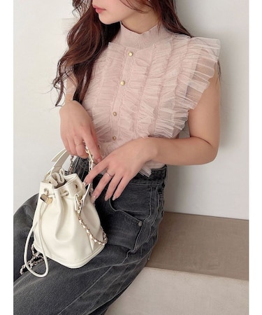 チュールフリルニット