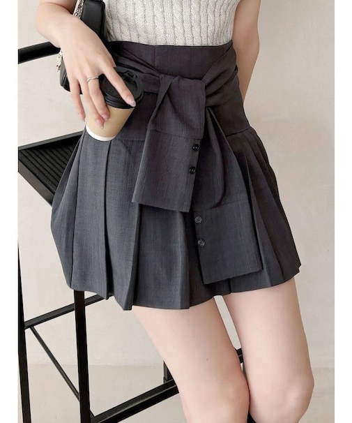 ツイストプリーツミニスカパン