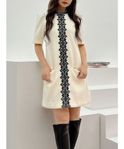 バイカラーレースミニワンピース