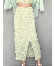 【OUNNOUN】カットジャガード シャーリング ペンシルスカート