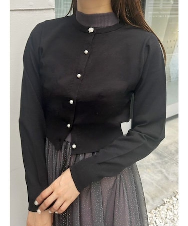 ビジューボタンニットカーディガン