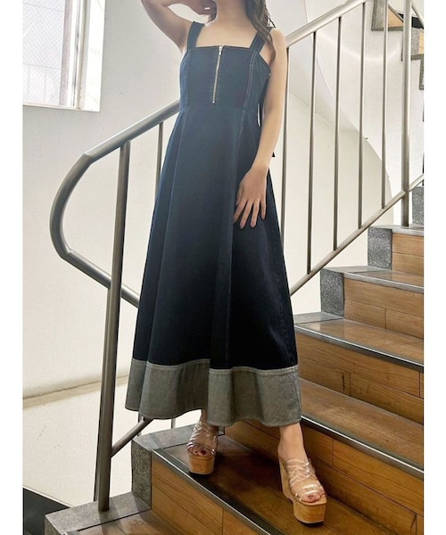 ⭐︎【新品】マーキュリーデュオ　チュール　デニム　ジャンスカ　ワンピース　ぶらうん ヘムデザインデニムジャンスカ｜マーキュリーデュオの通販