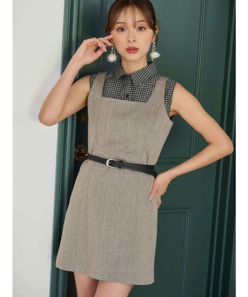 ヘリンボーンタイトミニジャンスカ