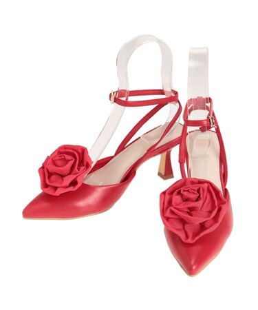 コサージュミュールパンプス