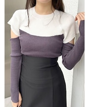 バイカラータイトニット