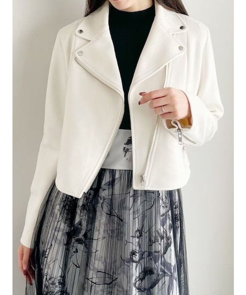 フェイクスエードコンパクトライダースジャケット