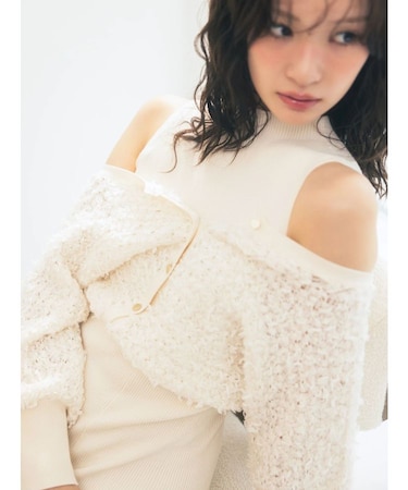 ツイードニットカーデドッキングマーメイドニットワンピース