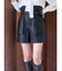 フェイクレザーハイウエストワークショートパンツ
