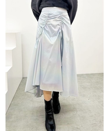 オーロラ箔プリントドロストスカート