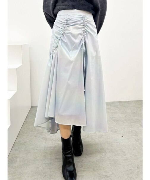 オーロラ箔プリントドロストスカート