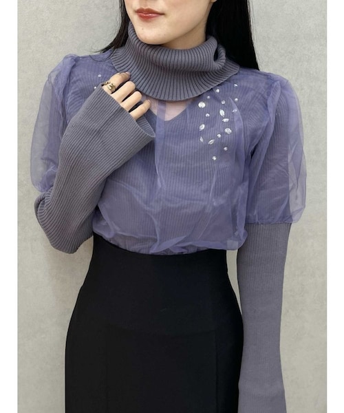 おもち　レイヤード　アンサンブルニット セール】レイヤードニットトップス（ニット/セーター）｜wears