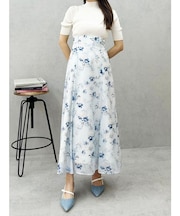 レイヤード花柄ニットドッキングワンピース