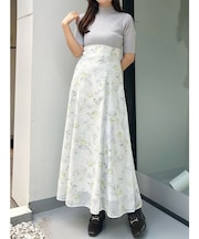 レイヤード花柄ニットドッキングワンピース