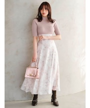 レイヤード花柄ニットドッキングワンピース