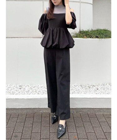 タフタバルーンペプラムロンパース