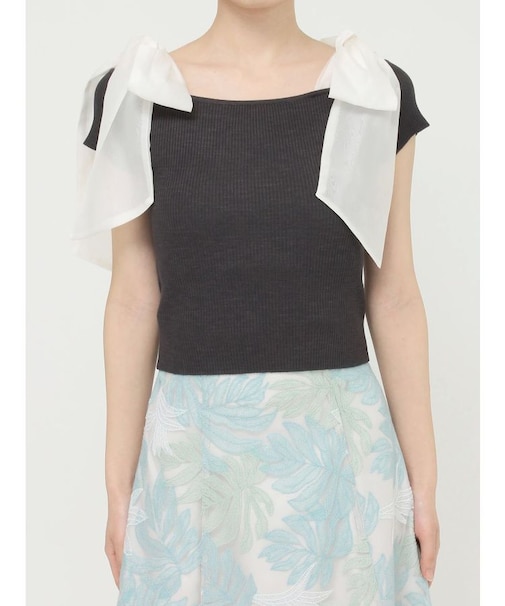 ショルダーリボンニット