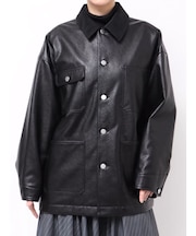 【OUNNOUN】フェイクレザーカバーオール