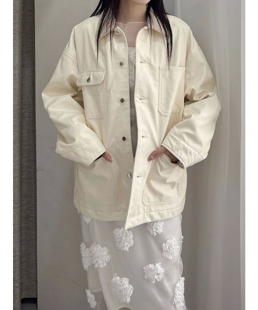 【OUNNOUN】フェイクレザーカバーオール